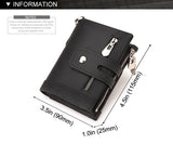 Black Genuine Leather Men's RFID Blocking Wallet - High Capacity Trifold with Zipper Coin Pocket