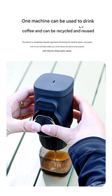 White Portable Hand Press Espresso Machine - Compatible with Espresso Capsules and Ground Coffee for Home, Travel, and Outdoor Use