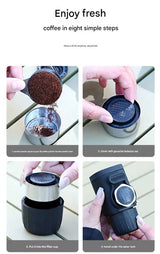 White Portable Hand Press Espresso Machine - Compatible with Espresso Capsules and Ground Coffee for Home, Travel, and Outdoor Use - Rear View