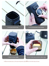 White Portable Hand Press Espresso Machine - Compatible with Espresso Capsules and Ground Coffee for Home, Travel, and Outdoor Use - Close-Up Angle