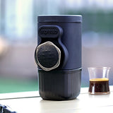 Black Portable Hand Press Espresso Machine - Compatible with Espresso Capsules and Ground Coffee for Home, Travel, and Outdoor Use