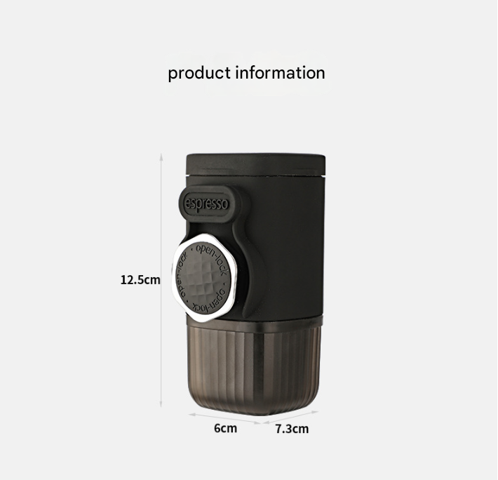Black Portable Hand Press Espresso Machine - Compatible with Espresso Capsules and Ground Coffee for Home, Travel, and Outdoor Use
