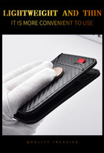 Coffee-colored Sleek Carbon Fiber Vertical Wallet for Men - Slim Bifold Card Holder with Clear ID Window