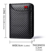 Coffee-colored Sleek Carbon Fiber Vertical Wallet for Men - Slim Bifold Card Holder with Clear ID Window