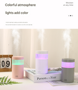 2-Piece White Mini Desktop Humidifier - Portable Mist Maker for Home and Car Use - Side View
