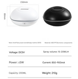 Black Mini USB Aromatherapy Diffuser with Flame Projection - Portable Humidifier for Home and Car Use - Close-Up Angle