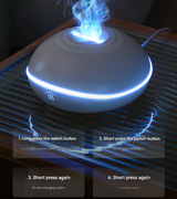 White Mini USB Aromatherapy Diffuser with Flame Projection - Portable Humidifier for Home and Car Use