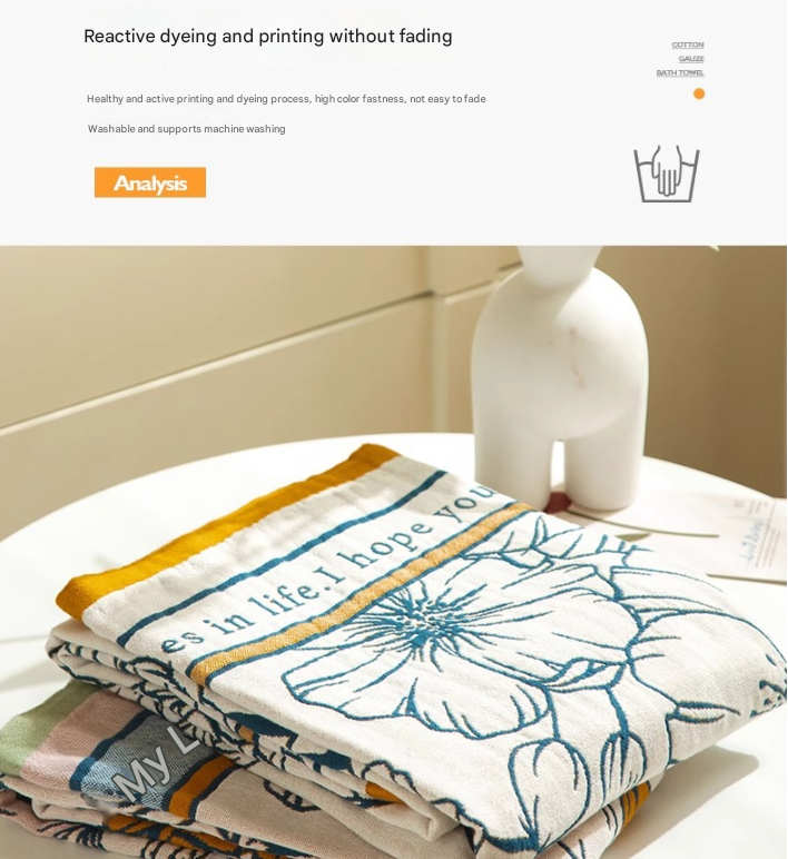 Lily 40S Pure Cotton Gauze Bath Towel - Extra Large, Thick, Soft, and Highly Absorbent for Adults