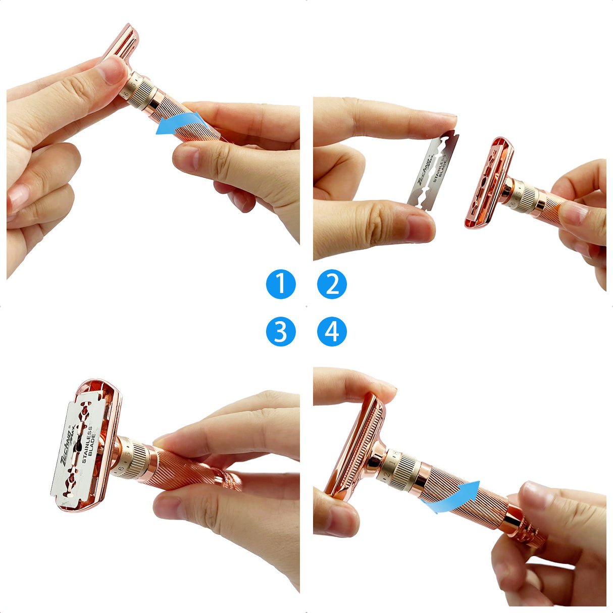 Bronze color Premium Adjustable Double Edge Safety Razor Kit - 8-Setting Precision Shave with Stand & 5 Blades