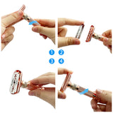 Bronze color Premium Adjustable Double Edge Safety Razor Kit - 8-Setting Precision Shave with Stand & 5 Blades - Front View