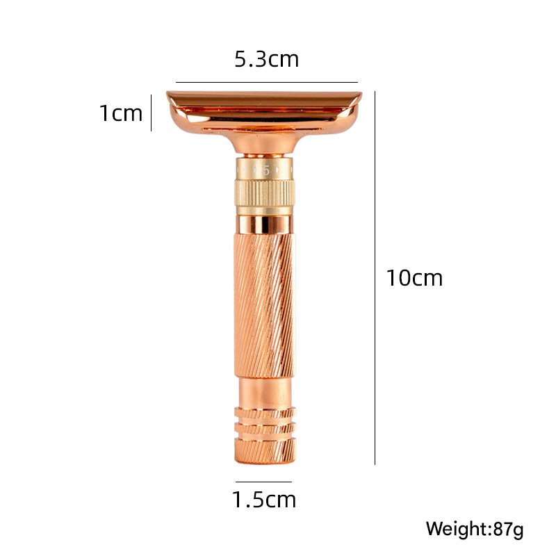 Bronze color Premium Adjustable Double Edge Safety Razor Kit - 8-Setting Precision Shave with Stand & 5 Blades