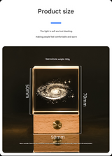 Saturn Luminous 3D Crystal Cube Night Light - Laser Engraved Artwork with Solid Wood Base