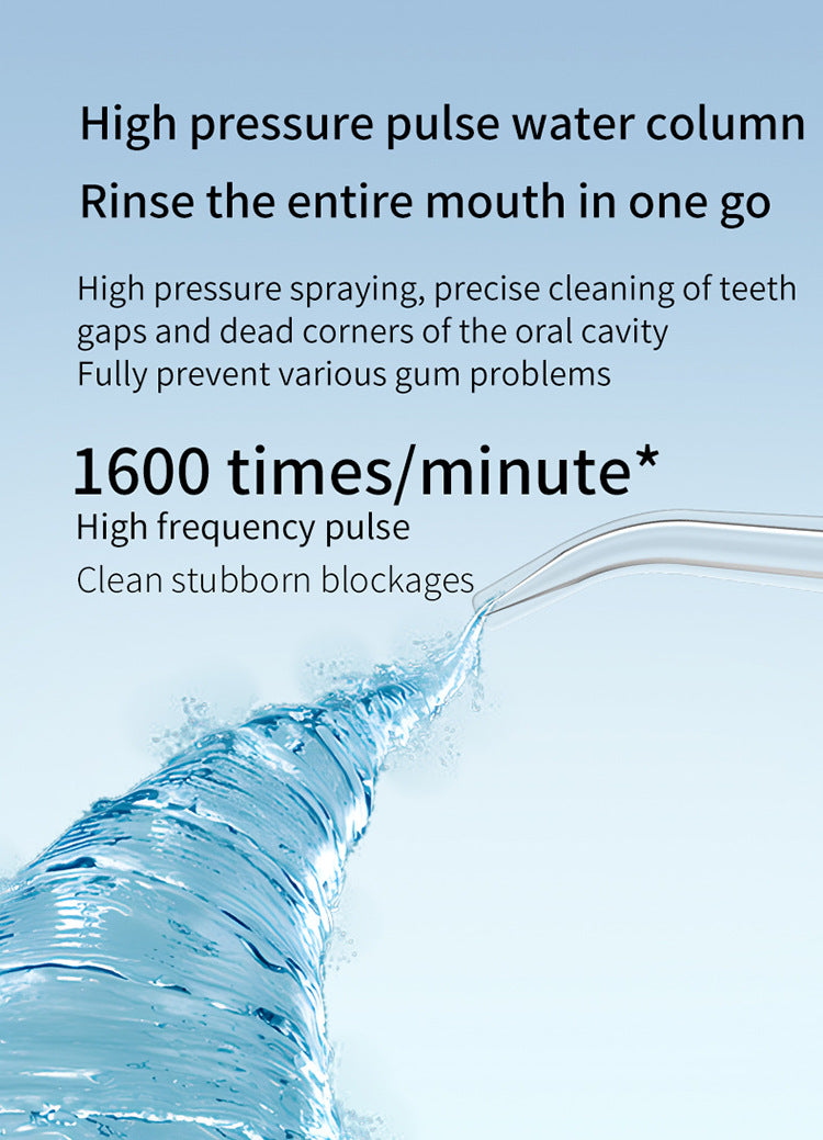 White Cordless Water Flosser & Oral Irrigator - Portable Teeth Cleaner with 3 Modes & 4 Jet Tips