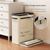 Beige Premium Fabric Yoga Mat Storage Basket - Slim & Foldable Organizer for Home Gym Equipment - Side View