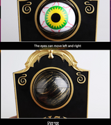 2-Piece Black Halloween Animated Eyeball Doorbell - Spooky Light-Up Prop with Scary Sounds for Party & Door Decoration