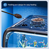 Black  Modern Desktop Aquarium & Turtle Tank - Panoramic Viewing Fish Tank with Basking Platform & Lid - Top-Down View