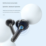 White Smart TWS Earbuds with Full-Color LCD Touchscreen Case - Bluetooth 5.4, HiFi Stereo & ENC Noise Cancelling - Front View