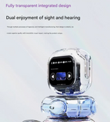 Blue Smart TWS Earbuds with Full-Color LCD Touchscreen Case - Bluetooth 5.4, HiFi Stereo & ENC Noise Cancelling