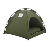 Green Premium Portable Pet Tent Bed with Cooling Mat - Breathable Foldable Outdoor Indoor Cat Dog House Shelter for Summer(Size: M)