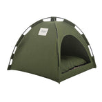 Green Premium Portable Pet Tent Bed with Cooling Mat - Breathable Foldable Outdoor Indoor Cat Dog House Shelter for Summer(Size: M)