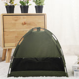 Grey Premium Portable Pet Tent Bed with Cooling Mat - Breathable Foldable Outdoor Indoor Cat Dog House Shelter for Summer(Size: S) - Side View