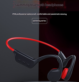 Black and red IPX8 Waterproof Swimming Headphones - Bone Conduction with 32GB MP3 Player - Top-Down View
