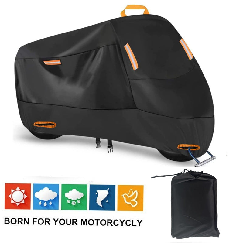 Heavy Duty 210D Waterproof Motorcycle Cover - All Season Outdoor Protection with Lock Holes & Windproof Buckles(Size: M)