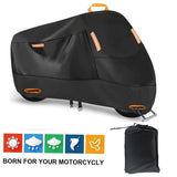 Heavy Duty 210D Waterproof Motorcycle Cover - All Season Outdoor Protection with Lock Holes & Windproof Buckles(Size: M) - Front View