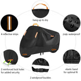Heavy Duty 210D Waterproof Motorcycle Cover - All Season Outdoor Protection with Lock Holes & Windproof Buckles(Size: M) - Side View