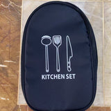 Black Portable Camping Kitchen Utensil Organizer - Travel Cookware Storage Bag for BBQ & Picnics