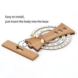 Moon Style Rustic Wooden Perpetual Calendar - Reusable Rotating Desk & Tabletop Decor - Side View