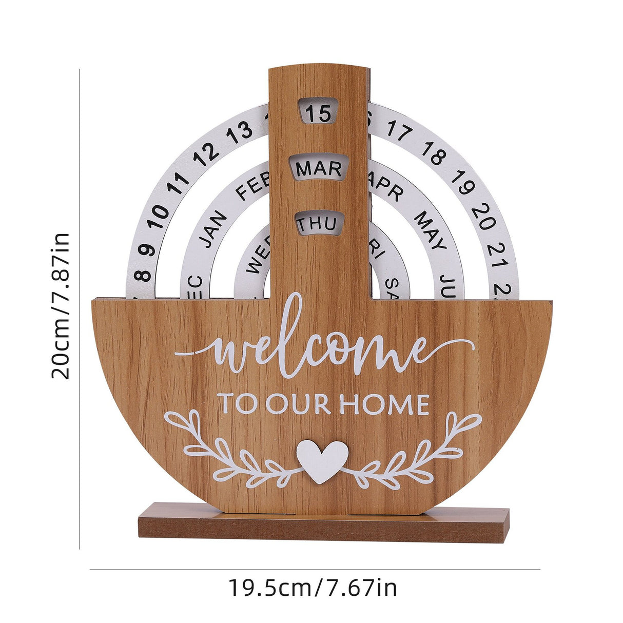 Shovel style Rustic Wooden Perpetual Calendar - Reusable Rotating Desk & Tabletop Decor