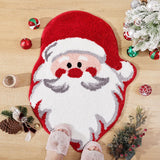 Red Santa Claus Festive Christmas Shaped Floor Mat - Plush Non-Slip Holiday Accent Rug