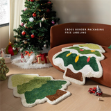 Brown Bowknot gingerbread man Festive Christmas Shaped Floor Mat - Plush Non-Slip Holiday Accent Rug - Front View