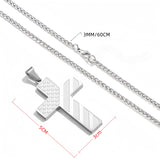 Gold Men's Textured Cross Necklace - Stainless Steel Pendant with Inspirational Message - Side View