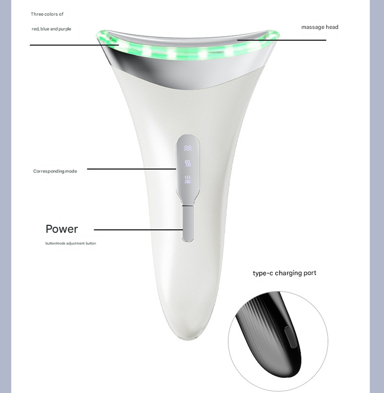 MJ-400 white Rechargeable EMS Facial & Neck Sculpting Device - 3-in-1 LED Light Therapy Massager(Three colors)