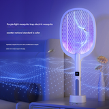 White Rechargeable 2-in-1 Bug Zapper Racket - Electric Fly Swatter & UV Mosquito Lamp with Charging Base - Front View