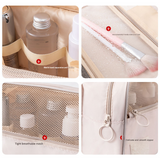 Grey Portable Hanging Travel Toiletry Bag - Large Capacity Cosmetic & Wash Organizer with Sturdy Hook - Front View