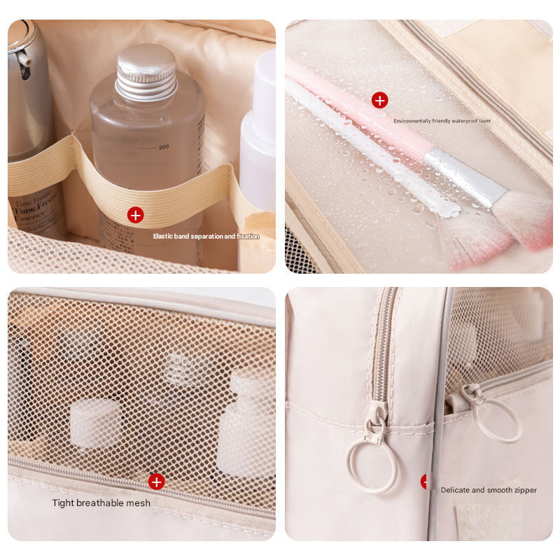 Black Portable Hanging Travel Toiletry Bag - Large Capacity Cosmetic & Wash Organizer with Sturdy Hook