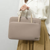 Cream card Chic Padded Laptop Bag for 15.6-Inch Notebooks - Versatile Shoulder Briefcase with Trolley Strap - Front View
