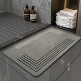Grey Polarization reversal Modern Absorbent Diatomaceous Earth Bath Mat - Quick Dry, Non-Slip, Soft Bathroom Floor Mat