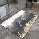 Grey Ink White Modern Absorbent Diatomaceous Earth Bath Mat - Quick Dry, Non-Slip, Soft Bathroom Floor Mat
