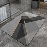 Grey Ink White Modern Absorbent Diatomaceous Earth Bath Mat - Quick Dry, Non-Slip, Soft Bathroom Floor Mat