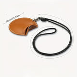 Chocolate color Stylish Leather Earbud Pouch with Lanyard - Portable & Compact Coin Purse for Small Items