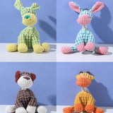 Giraffe Cuddly Corduroy Squeaky Animal Toy - Interactive Plush Chew for Dogs - Front View