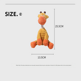 Giraffe Cuddly Corduroy Squeaky Animal Toy - Interactive Plush Chew for Dogs - Top-Down View
