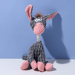 Grey donkey Cuddly Corduroy Squeaky Animal Toy - Interactive Plush Chew for Dogs