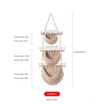 Three-layer cotton rope style Bohemian Hanging Fruit Basket – Wall-Mounted Woven Storage Net Pocket for Kitchen & Home Decor