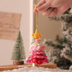2 Pcs Handmade Crochet Christmas Tree Ornament - Plush Knitted Decoration with Bell - Ideal for Home, Car & Holiday Decor(Style A)