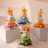 2 Pcs Handmade Crochet Christmas Tree Ornament - Plush Knitted Decoration with Bell - Ideal for Home, Car & Holiday Decor(Style A) - Side View